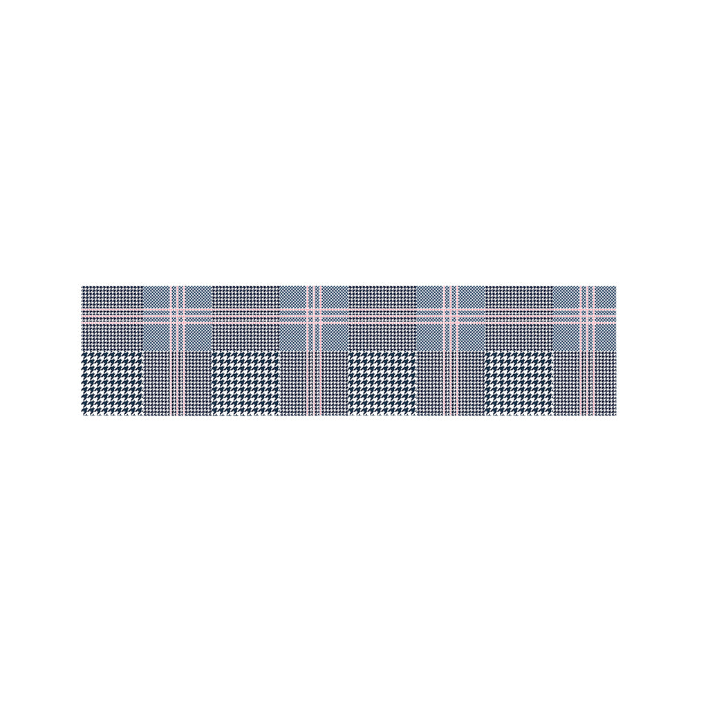Navy And White Glen Plaid Print Bed Runner