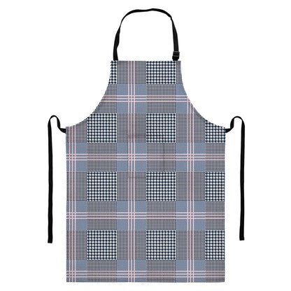 Navy And White Glen Plaid Print Bib Apron With Pocket
