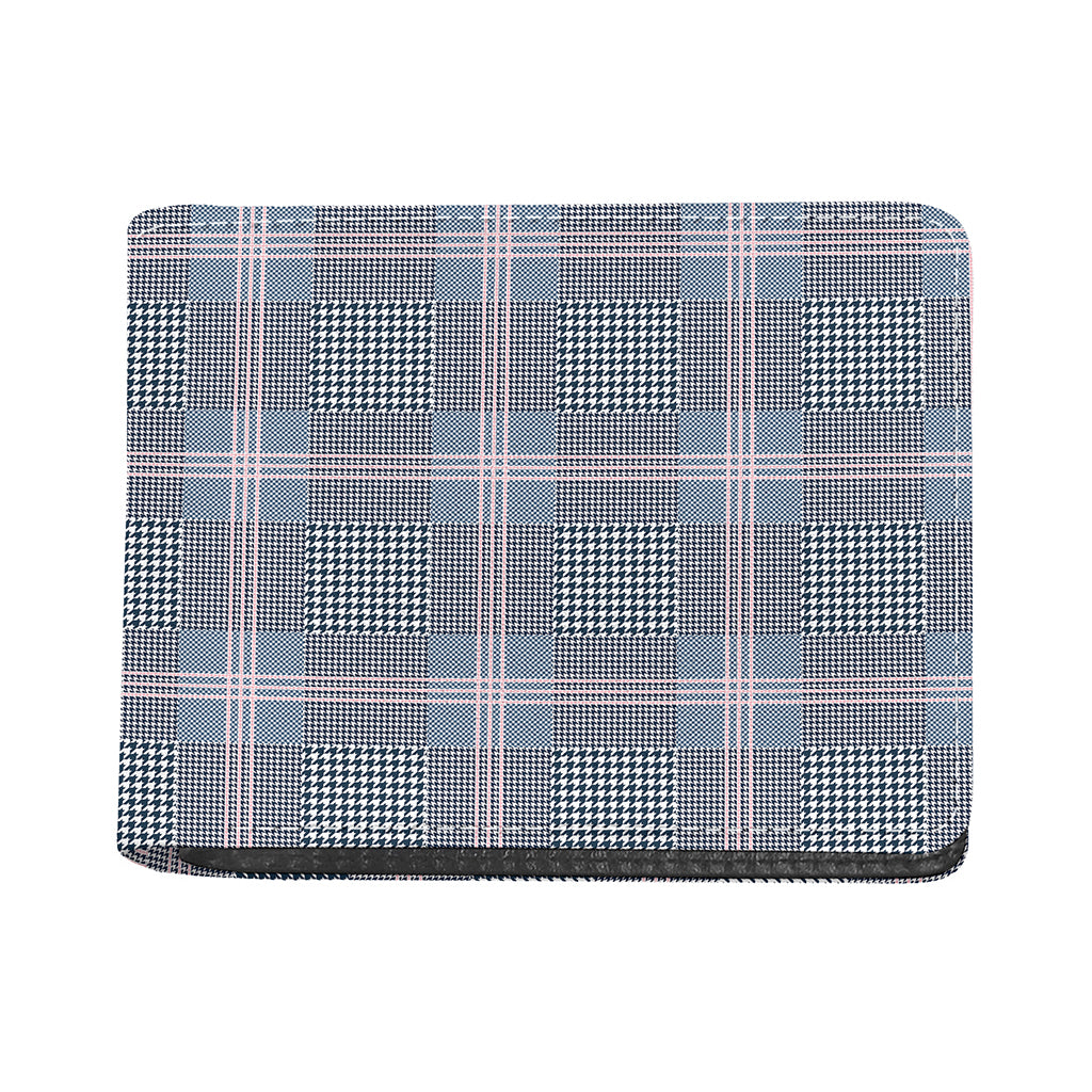 Navy And White Glen Plaid Print Bifold Wallet