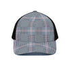 Navy And White Glen Plaid Print Black Mesh Trucker Cap