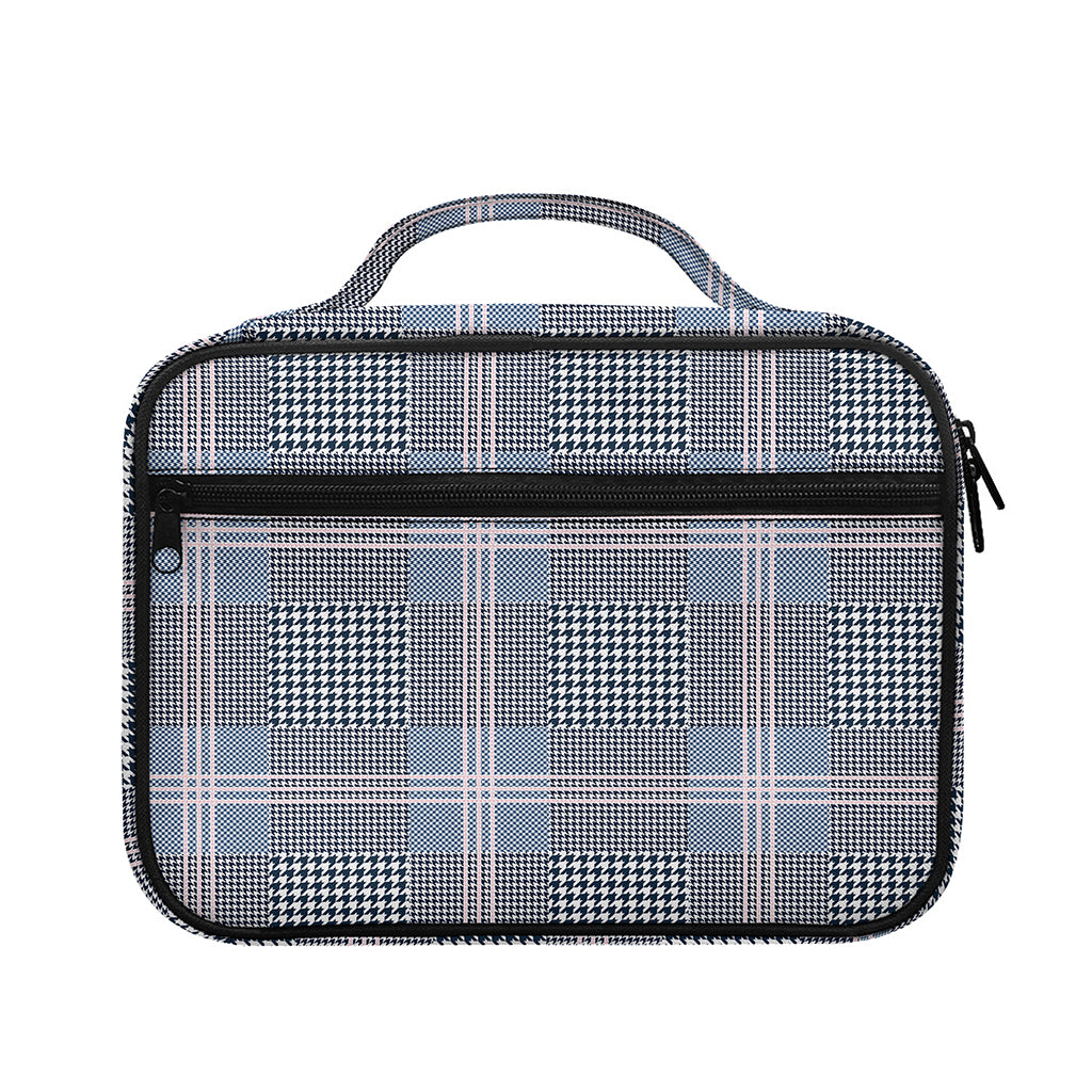 Navy And White Glen Plaid Print Briefcase Bible Bag
