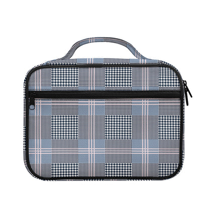 Navy And White Glen Plaid Print Briefcase Bible Bag