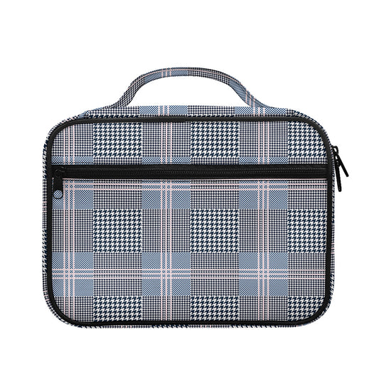 Navy And White Glen Plaid Print Briefcase Bible Bag
