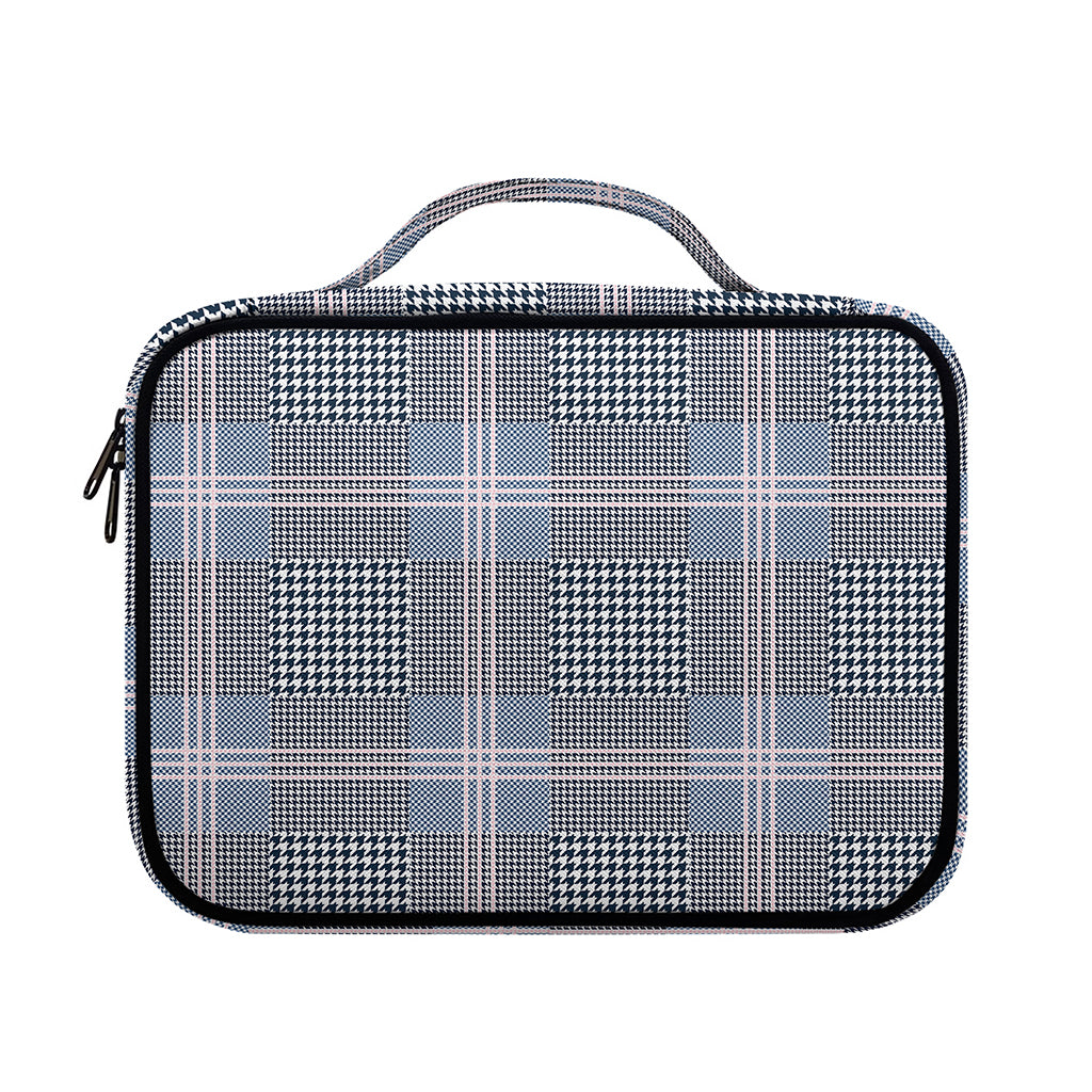 Navy And White Glen Plaid Print Briefcase Bible Bag