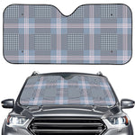 Navy And White Glen Plaid Print Car Windshield Sun Shade