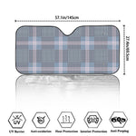 Navy And White Glen Plaid Print Car Windshield Sun Shade