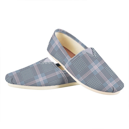 Navy And White Glen Plaid Print Casual Shoes