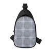 Navy And White Glen Plaid Print Chest Bag