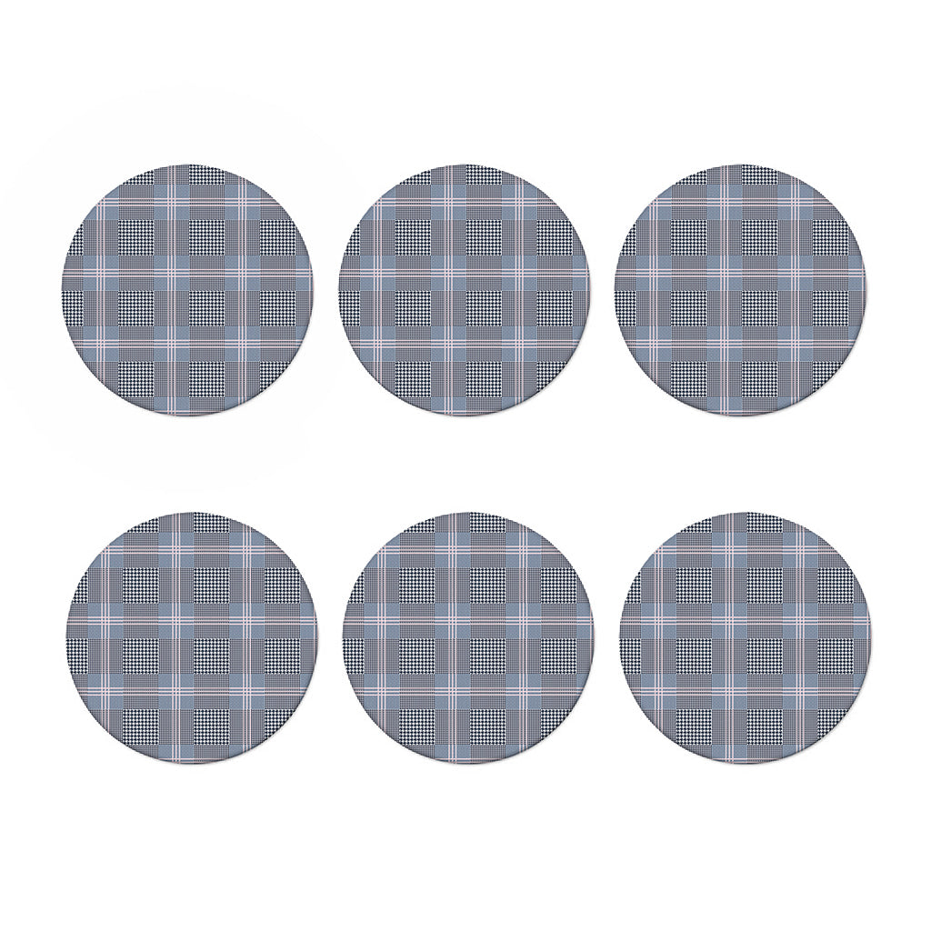 Navy And White Glen Plaid Print Coaster Set