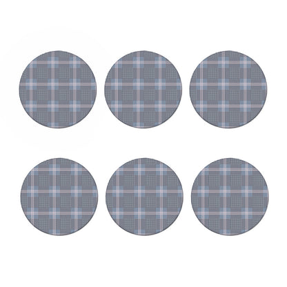 Navy And White Glen Plaid Print Coaster Set