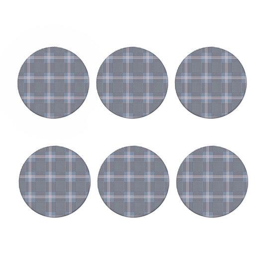 Navy And White Glen Plaid Print Coaster Set