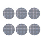 Navy And White Glen Plaid Print Coaster Set