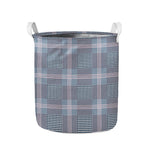 Navy And White Glen Plaid Print Collapsible Laundry Basket