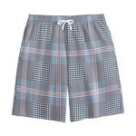 Navy And White Glen Plaid Print Cotton Shorts