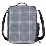 Navy And White Glen Plaid Print Crossbody Lunch Bag