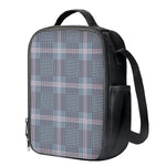 Navy And White Glen Plaid Print Crossbody Lunch Bag