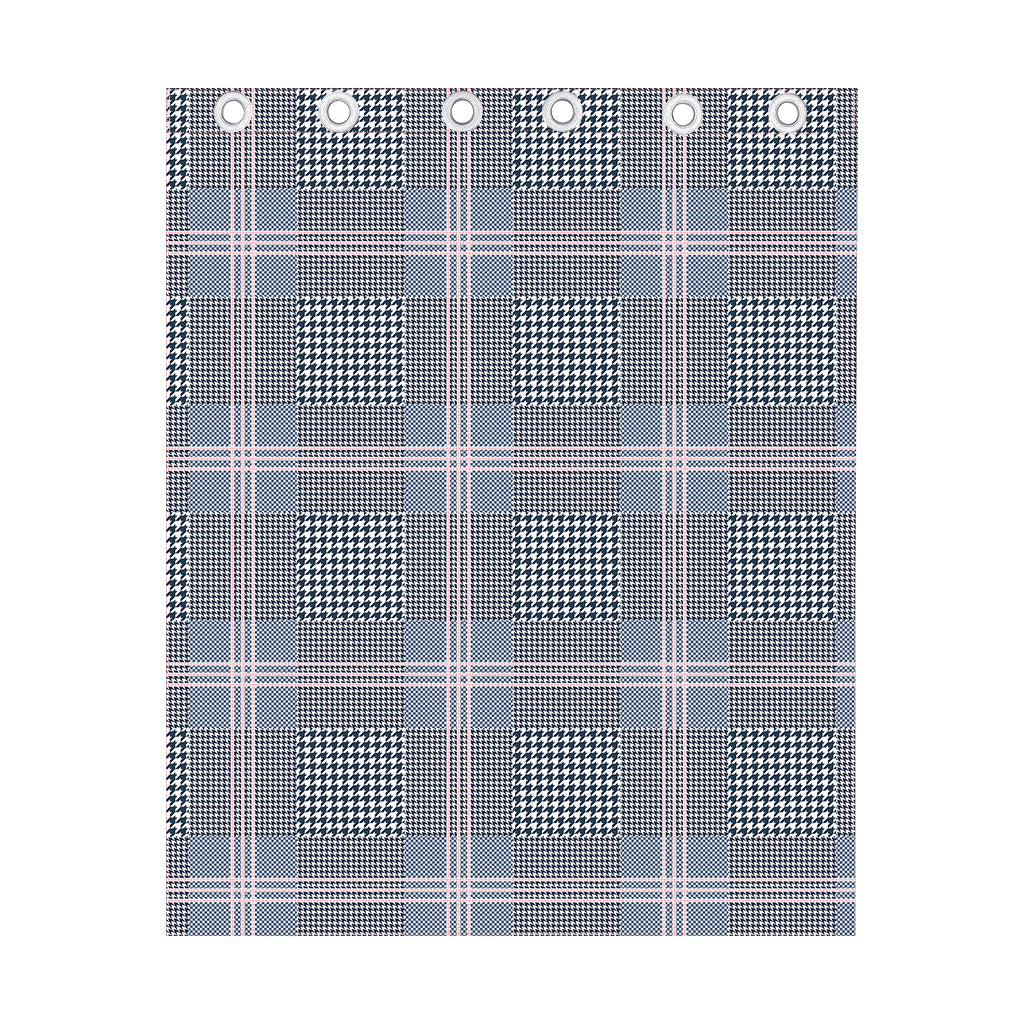 Navy And White Glen Plaid Print Curtain