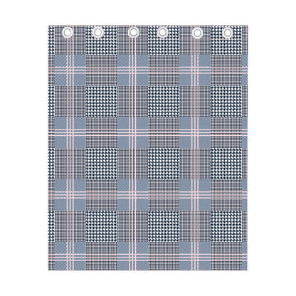 Navy And White Glen Plaid Print Curtain