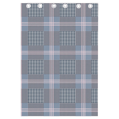 Navy And White Glen Plaid Print Curtain