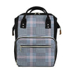 Navy And White Glen Plaid Print Diaper Bag