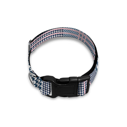 Navy And White Glen Plaid Print Dog Collar