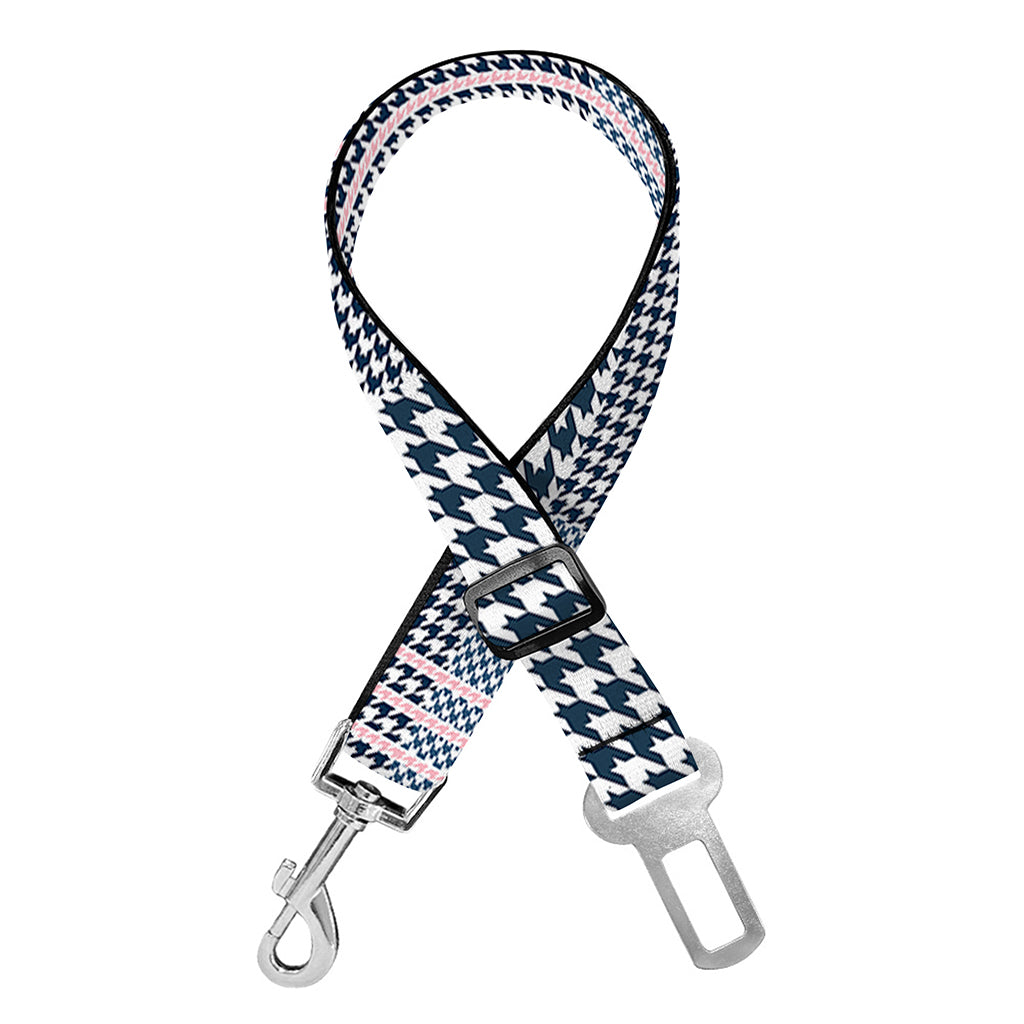 Navy And White Glen Plaid Print Dog Seat Belt