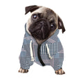 Navy And White Glen Plaid Print Dog Zip Up Hoodie