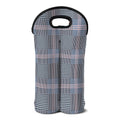 Navy And White Glen Plaid Print Double Neoprene Wine Tote