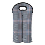 Navy And White Glen Plaid Print Double Neoprene Wine Tote