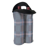 Navy And White Glen Plaid Print Double Neoprene Wine Tote