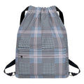 Navy And White Glen Plaid Print Drawstring Backpack
