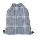 Navy And White Glen Plaid Print Drawstring Bag