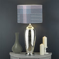 Navy And White Glen Plaid Print Drum Lamp Shade