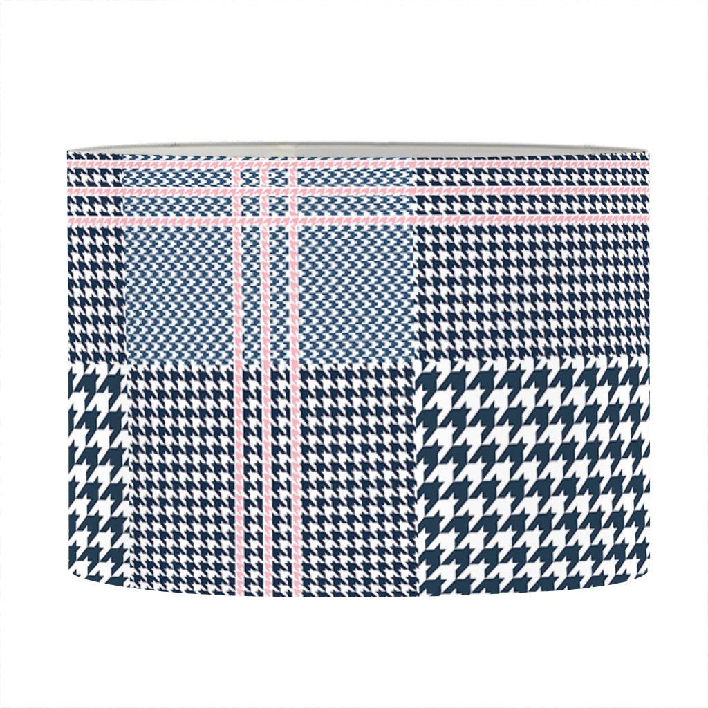 Navy And White Glen Plaid Print Drum Lamp Shade