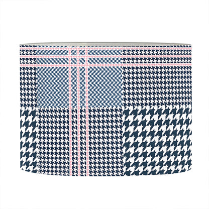 Navy And White Glen Plaid Print Drum Lamp Shade