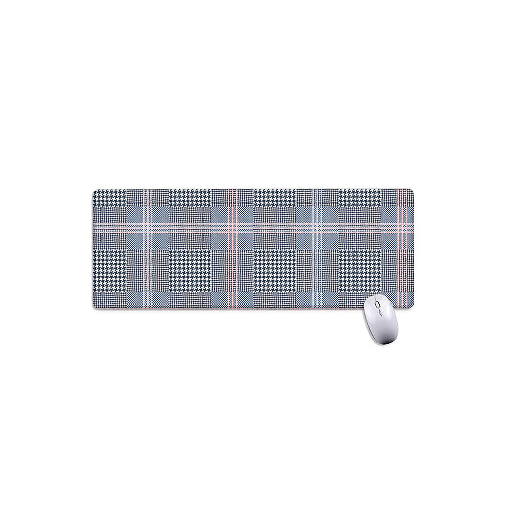 Navy And White Glen Plaid Print Extended Mouse Pad