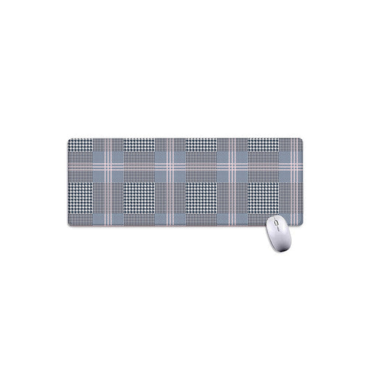 Navy And White Glen Plaid Print Extended Mouse Pad