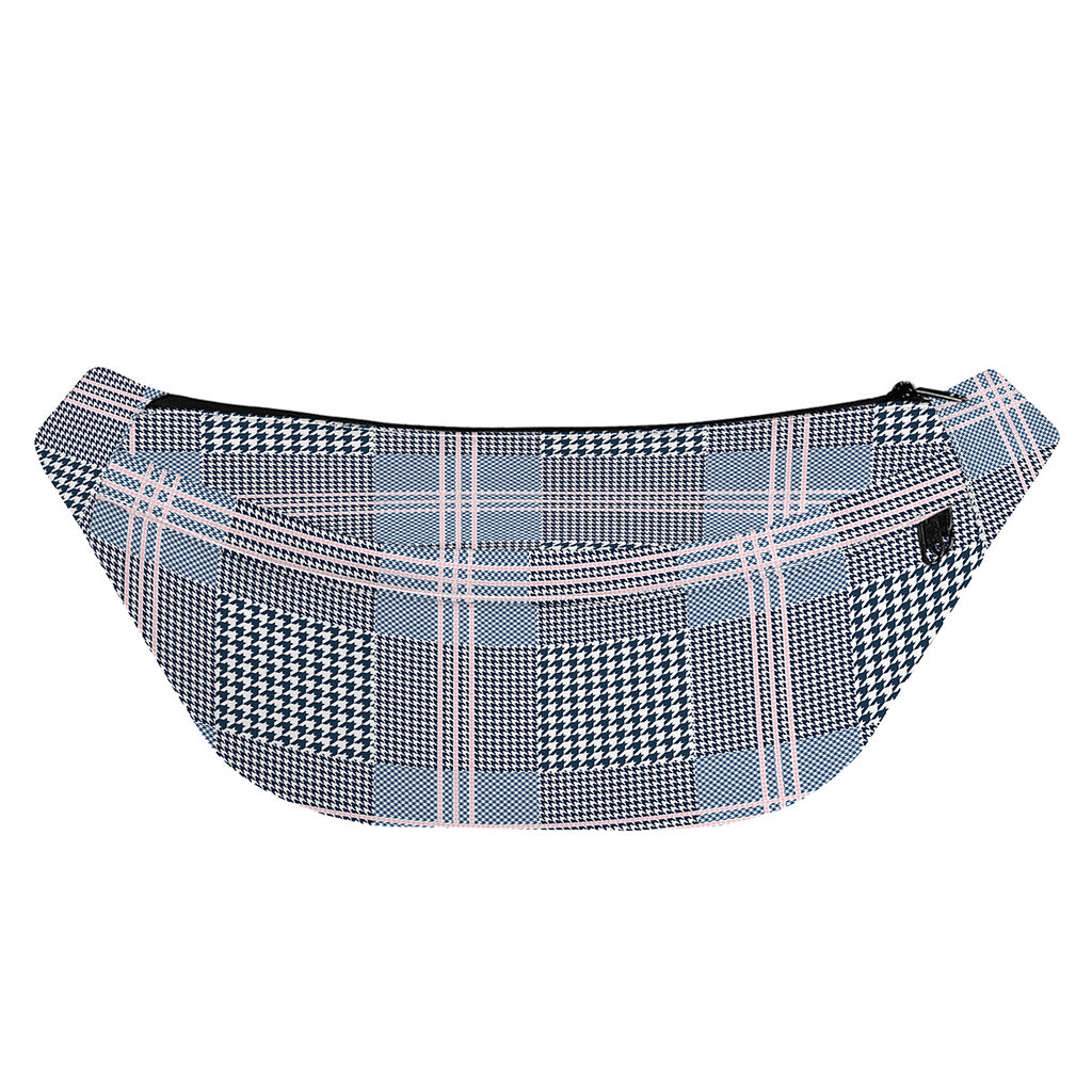 Navy And White Glen Plaid Print Fanny Pack