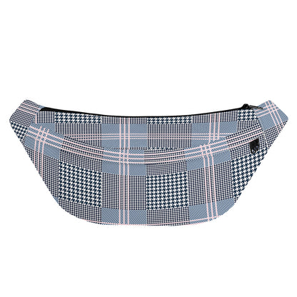 Navy And White Glen Plaid Print Fanny Pack