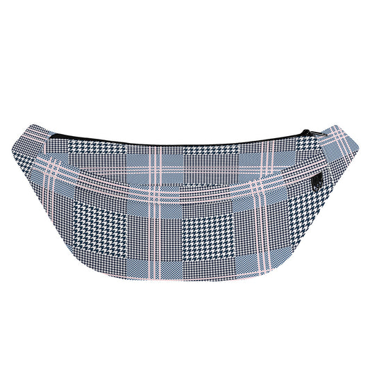 Navy And White Glen Plaid Print Fanny Pack