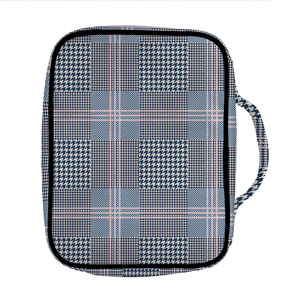 Navy And White Glen Plaid Print Front Pocket Bible Bag