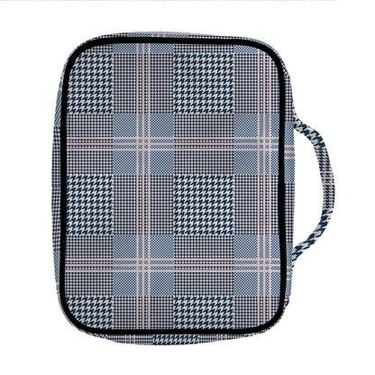 Navy And White Glen Plaid Print Front Pocket Bible Bag