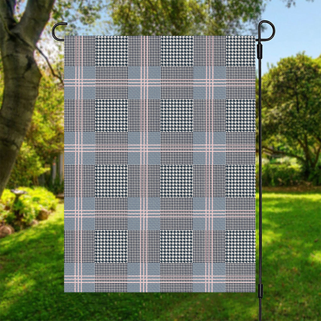 Navy And White Glen Plaid Print Garden Flag