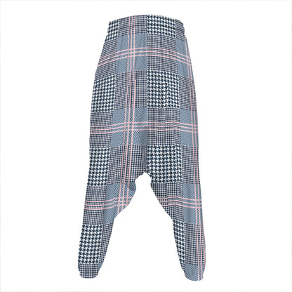 Navy And White Glen Plaid Print Hammer Pants