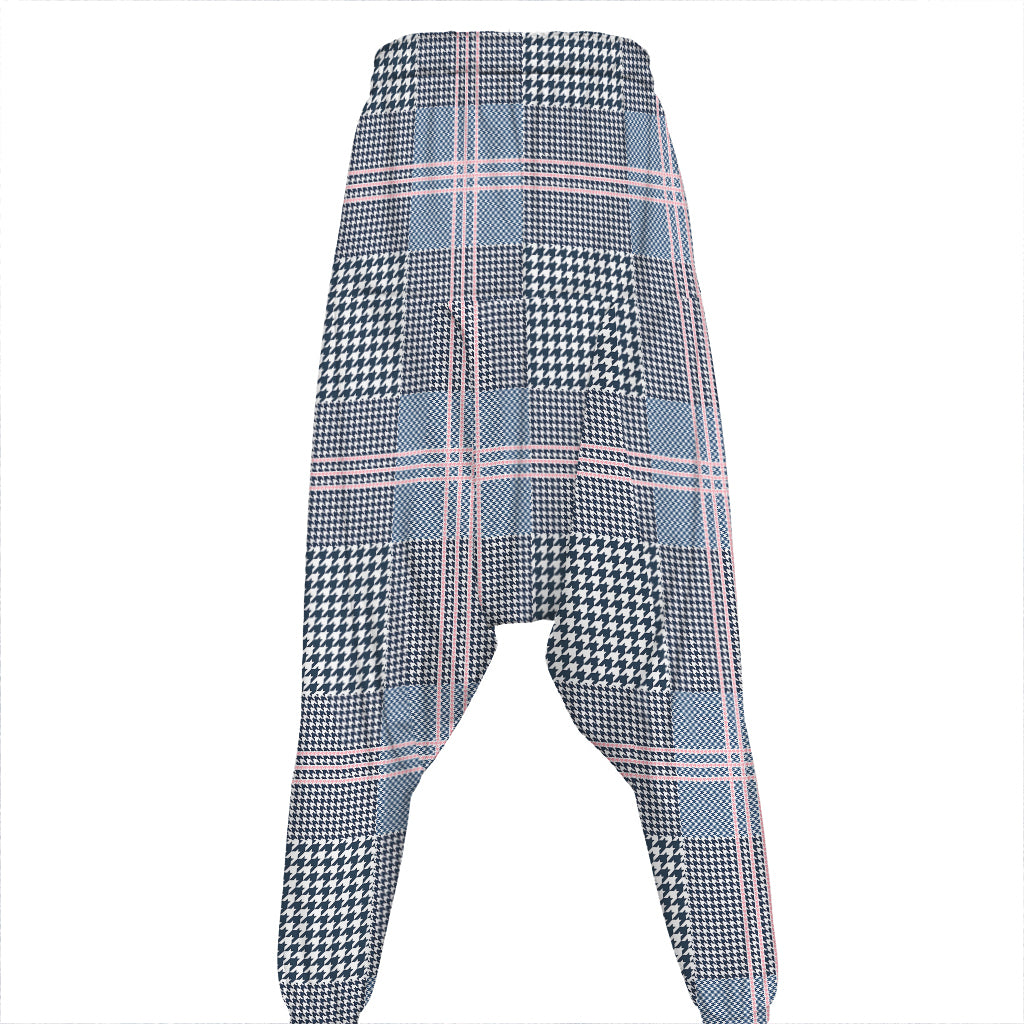 Navy And White Glen Plaid Print Hammer Pants