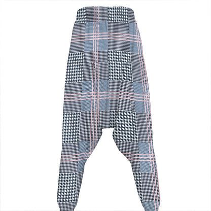 Navy And White Glen Plaid Print Hammer Pants