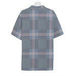 Navy And White Glen Plaid Print Hawaiian Shirt