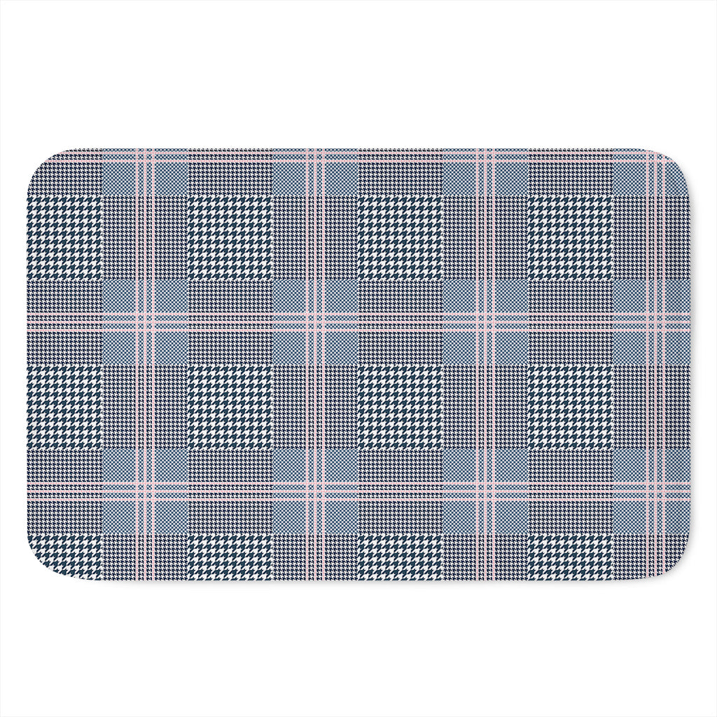 Navy And White Glen Plaid Print Indoor Door Mat