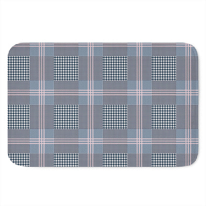 Navy And White Glen Plaid Print Indoor Door Mat