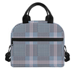 Navy And White Glen Plaid Print Insulated Lunch Bag